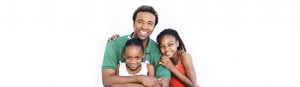 happy father and kids after debt settlement
